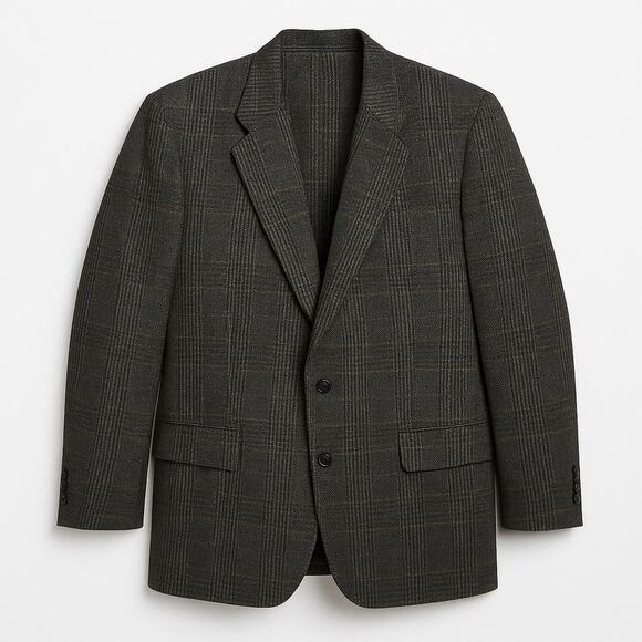 Vintage Hart Schaffner Marx 100% Silk Glen Plaid Gray 44R Blazer Oak Hall READ - Picture 2 of 10